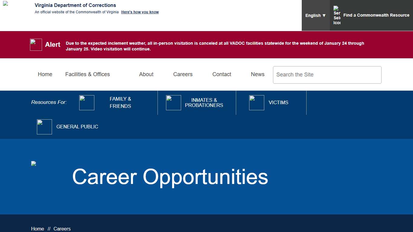 Career Opportunities — Virginia Department of Corrections