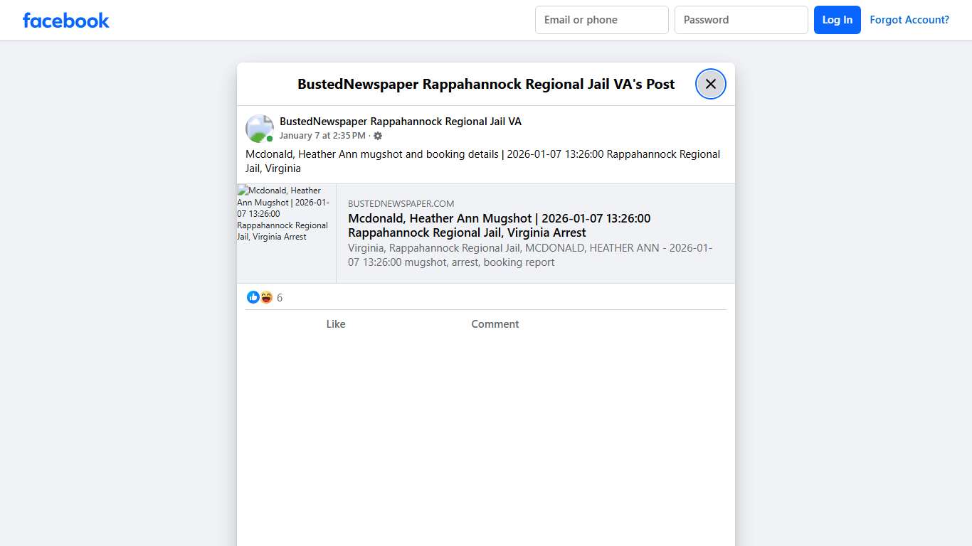 Mcdonald,... - BustedNewspaper Rappahannock Regional Jail VA Facebook