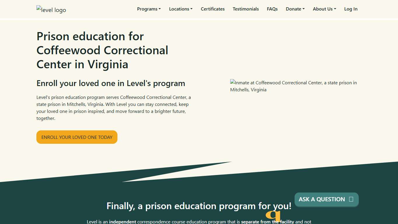 Prison Education For Coffeewood Correctional Center - Level
